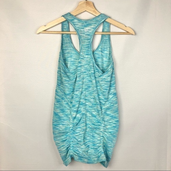 Athleta Light Blue Ruched Front Fitted Speedlight Athletic Tank Top XS - Picture 2 of 6